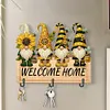 Wooden Special Shape Bee Gnome 3 Hooks No Punch Diamond Painting Hook Rail