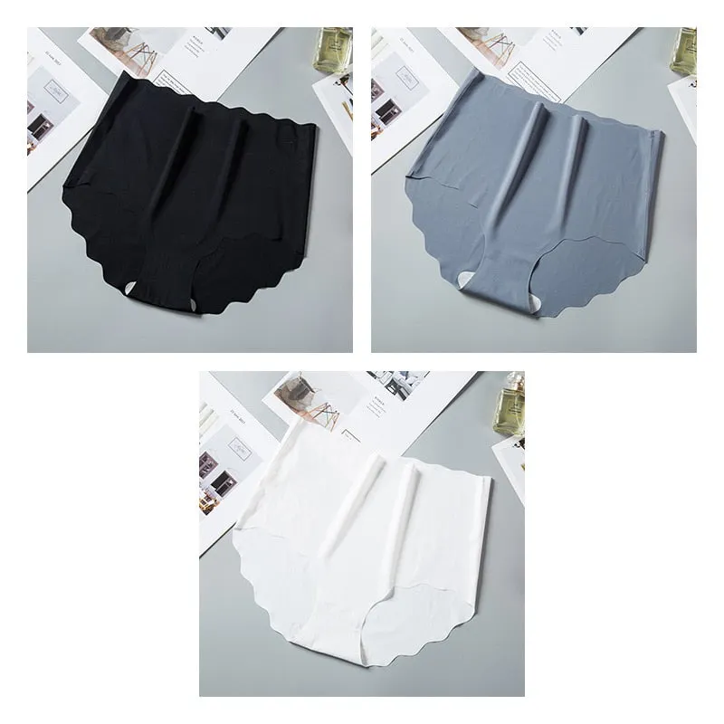 3pcs High Rise Seamless Panties For Woman Underwear Briefs Wave Solid Female Panties New Underwear Seamless Panties For Ladies
