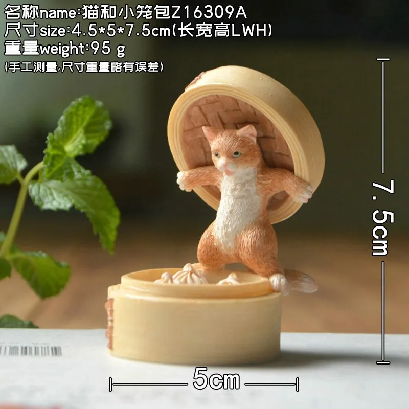 Creative Cute Little Animal Cat Figurine Ornament Simulation Food Dessert Cake Model Restaurant Bakery Home Decoration Gift