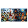 (US Local)2pcs/set House-14CT Stamped Cross Stitch Kit(40x40cm)