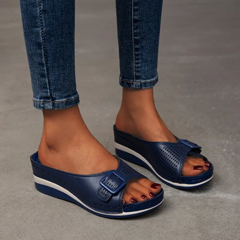 Women Slippers 2021 Summer Platform Wedge Sandals Women Closed Toe Flat Slippers Women Outdoor Casual Beach Shoes Plus Size 43