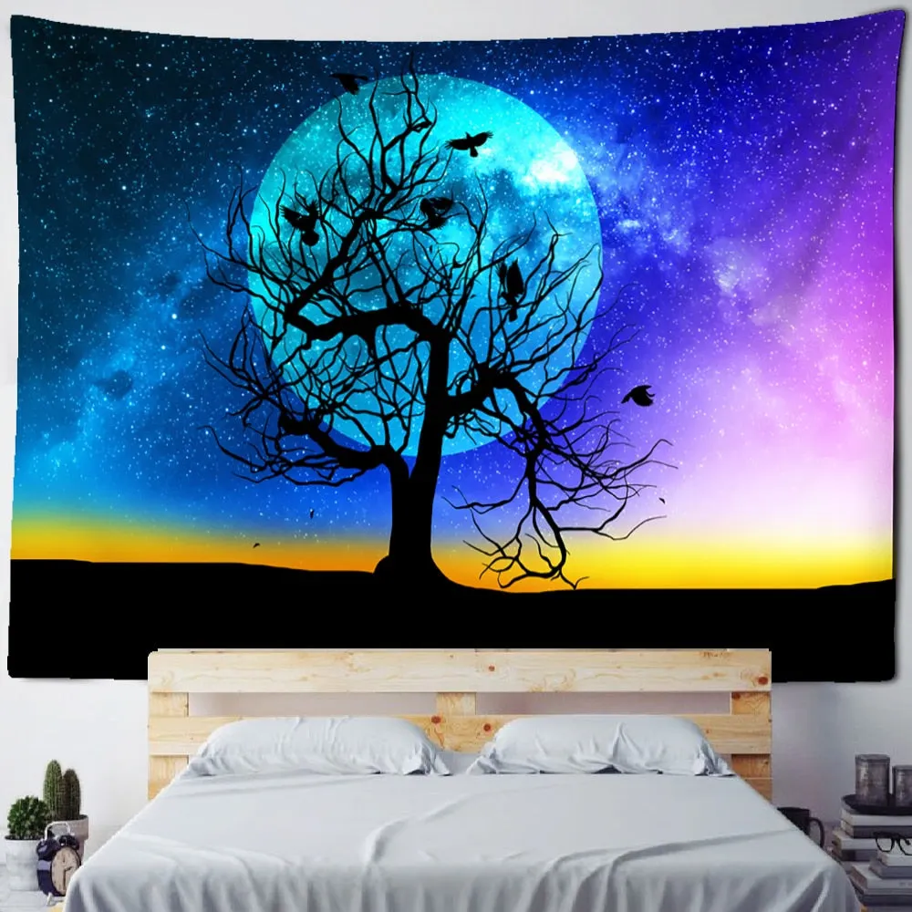 Colorful Tree Of Life Tapestry Wall Hanging Nature Landscape Hippie Tapiz Psychedelic Witchcraft Aesthetics Room Home Decor