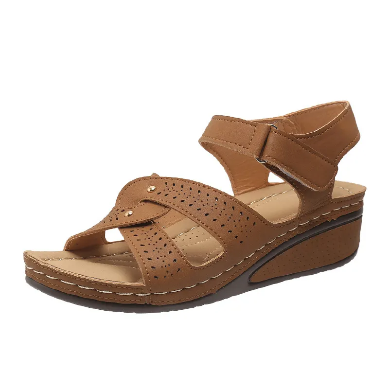 Yyvonne Large-Size Casual Fish-Mouthed Shoes Wish Roman Wind Sandals Women Wear Magic Stickers Women's Roman Shoes