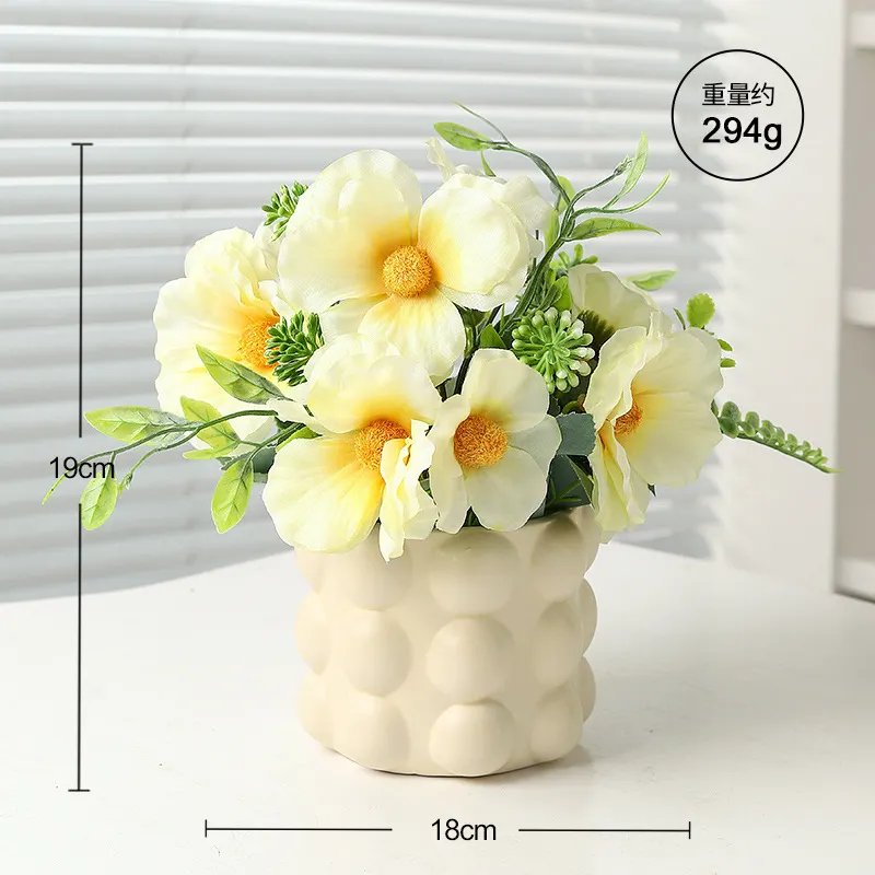 Athvotar Flower Simulation Peony Flower Decoration Living Room Dining Room Simulated Flower Green Plant Potted Plant Office Table Decoration