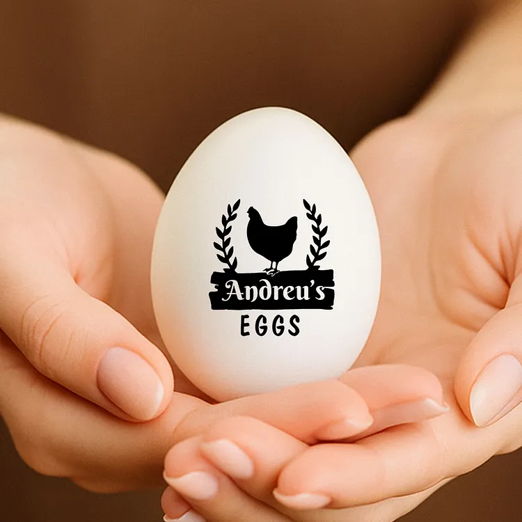 Personalized Farm Egg Stamp for Cartons, Custom Rubber Stamp for Chicken or Duck Eggs, Includes Ink Pad, Great Homestead Gift