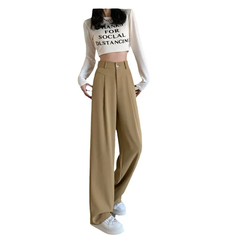 Nigikala Nigikala Figure Black Wide Leg Pants Female Autumn High Waist Down Narrow Version Small Thin Loose Blasuit Pants