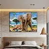 Diamond Painting-DIY Full Round Partial AB Drill Giraffe and Elephant(75x55cm)