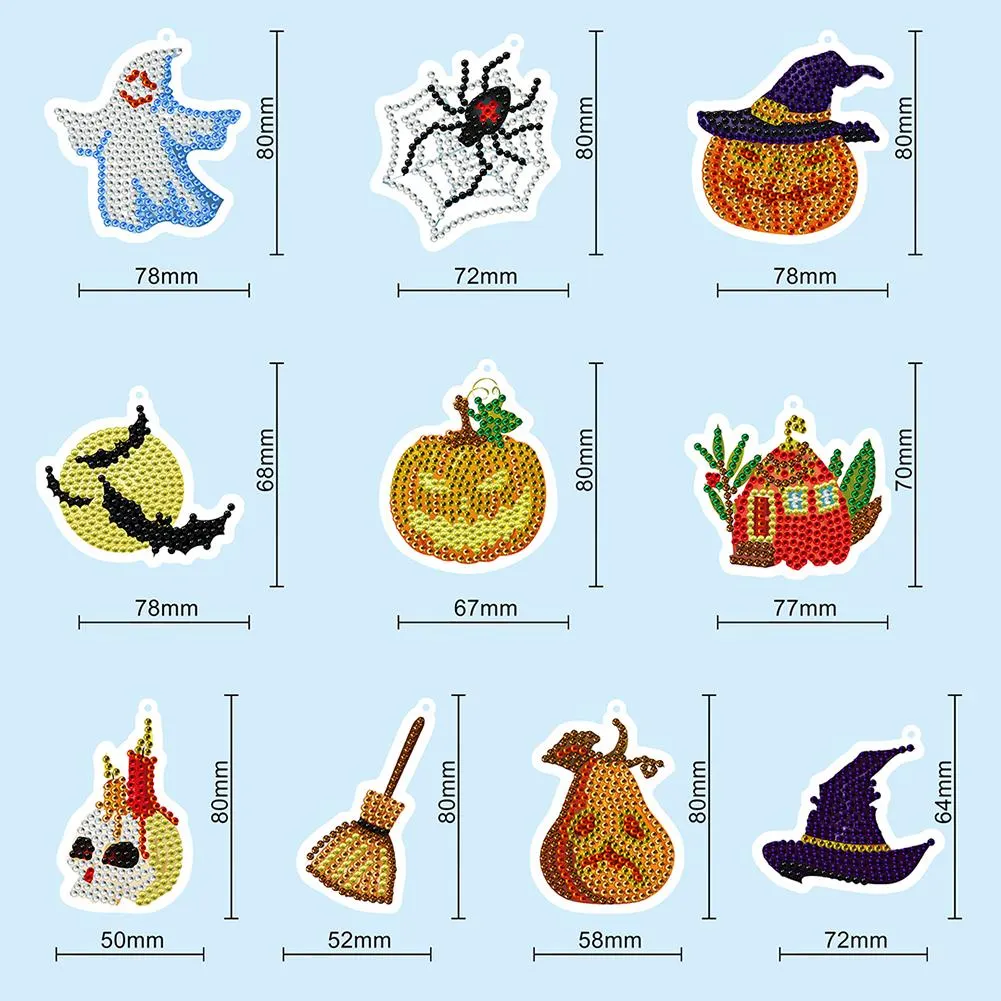 10pcs Halloween DIY Diamond Painting Pendant(Single Side)