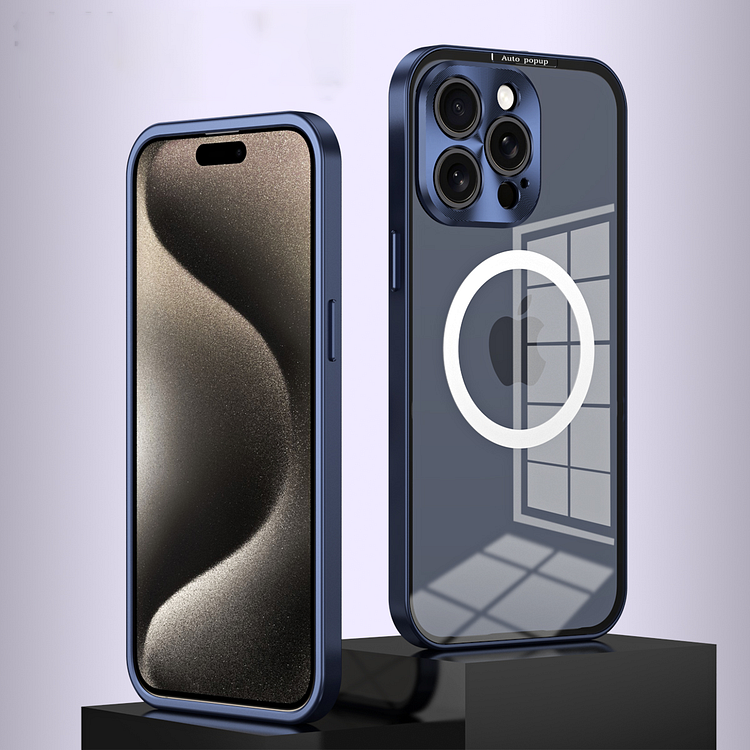 -New iPhone 15 series double-sided magnetic metal frame mobile phone case