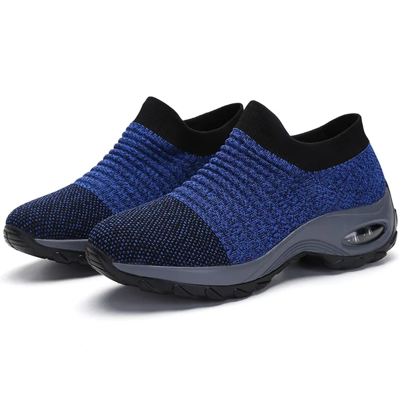 Women Sneakers Thick Bottom Wedge Shoes Women Platform Sports Shoes Elastic Fabric Sock Women Casual Shoes Red Tennis Female