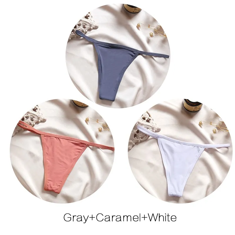 FINETOO 3Pcs/set Sexy Low-rise Thongs Women Bikini Panties T-back Underpants M-XL Female G-String Panty Ladies Thong Lingerie