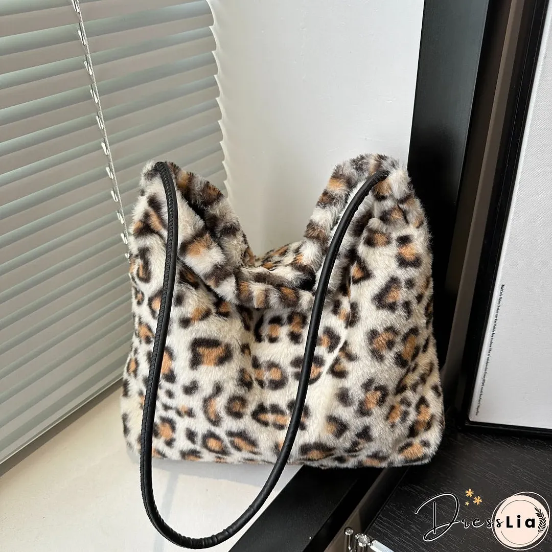 Leopard Furry Shoulder Bag