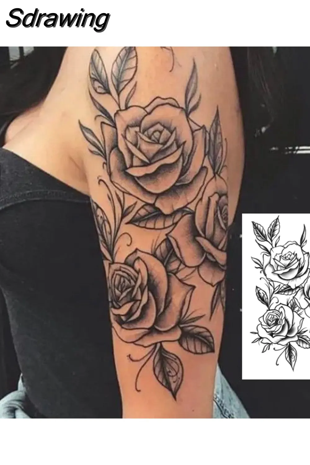 Sdrawing 4/5/9/10/18 PIeces Long Lasting Blue Flower Jewelry Tattoo Sticker Sexy Belly Block Scar Stretch Marks Waterproof Tattoo Sticker 715-1