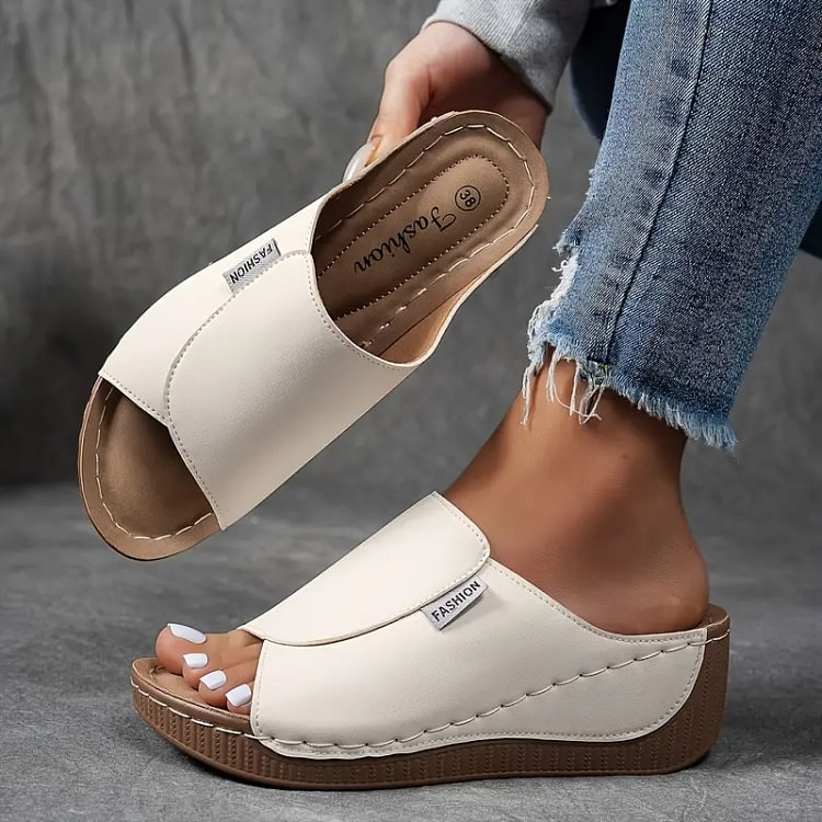 Comfortable Arch Support Slides &ndash; Women&rsquo;s Solid Color Sandals &ndash; Breathable
