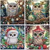 (US Local)4pack Xmas Owl-Special Shaped Diamond Painting Kit(30x30cm)