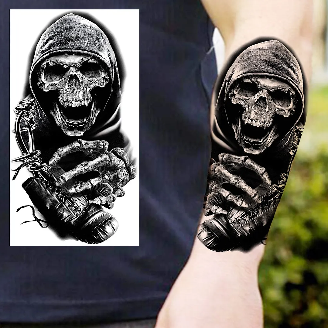 Halloween Clown Joker Scary Temporary Tattoos For Men Women Realistic Scary Lion Waterproof Tattoo Forearm Tatoos Vampire