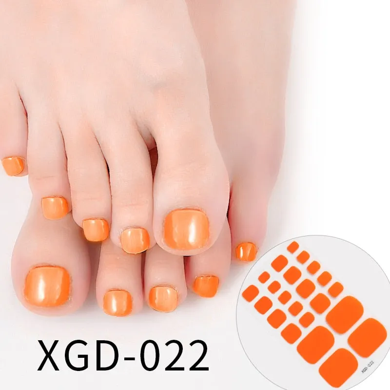 22tips Fashion Toe Nail Stickers/Strips Nail Art Fake Nails Stickers for Nails Toe Self-Adhesive Feet Stickers Drop Shipping