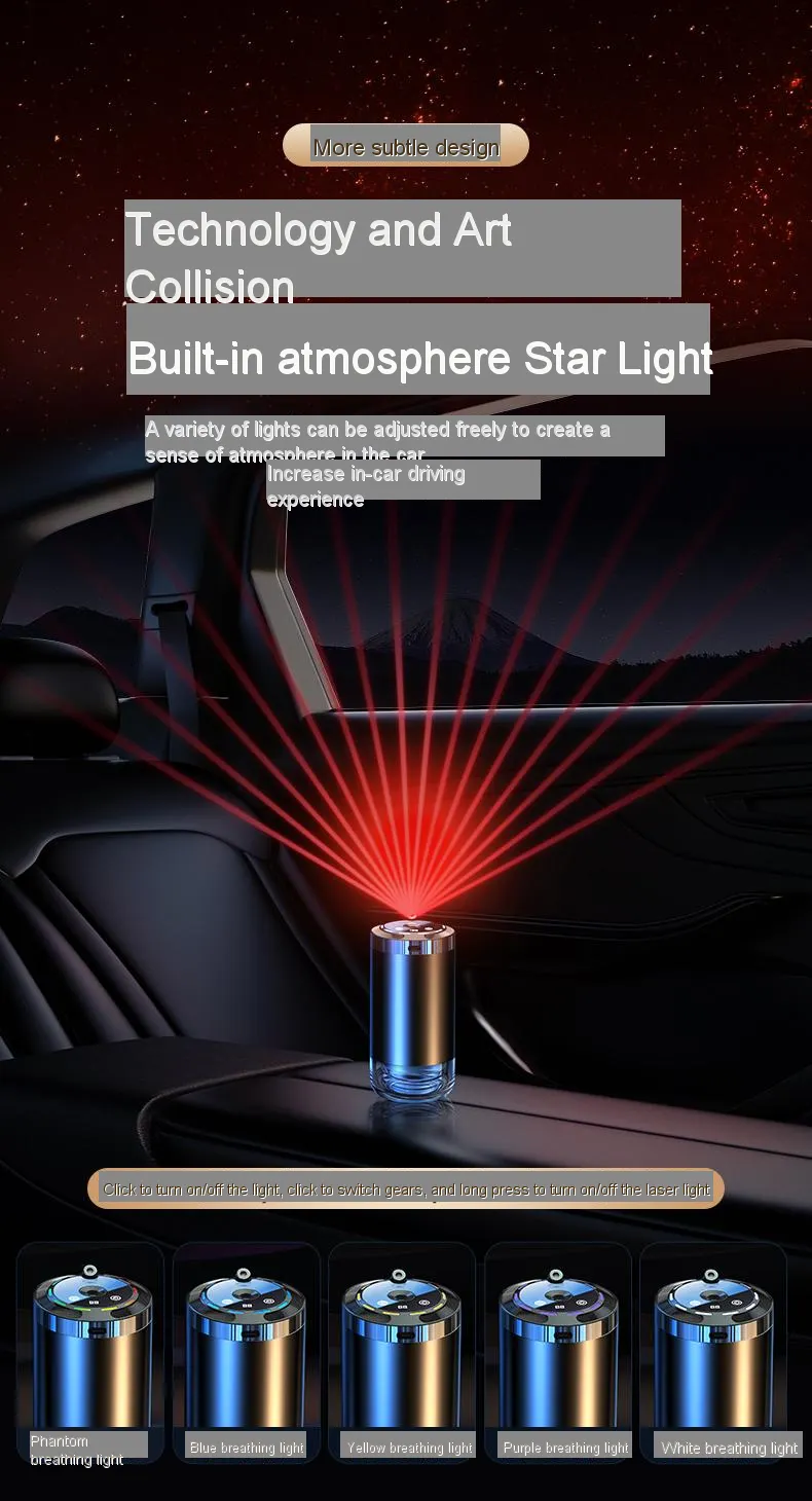 Smart car air freshener, automatic induction atomization, adjustable concentration, USB charging, customized car logo