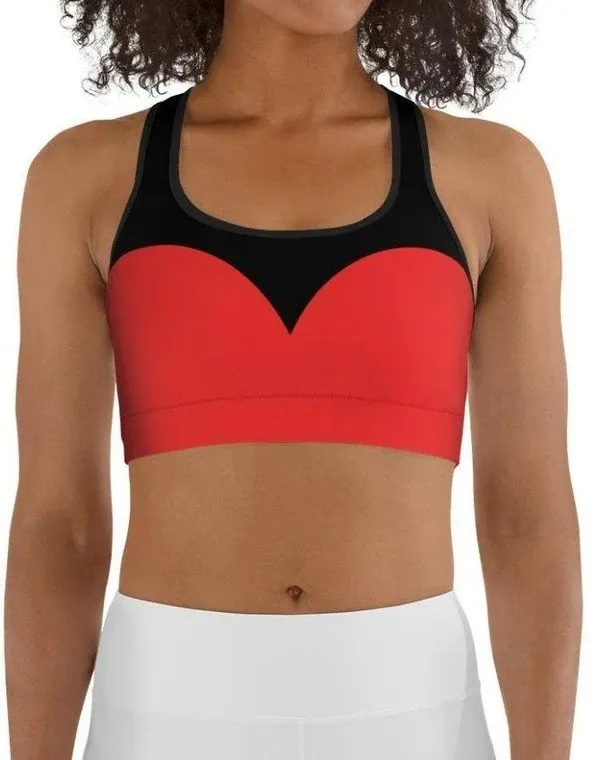 Black & Red Heart Shaped Sports Bra-1014