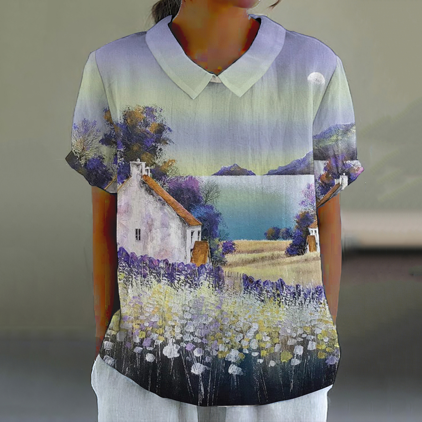 Purple Floral Women'S Shirt artswardrobe