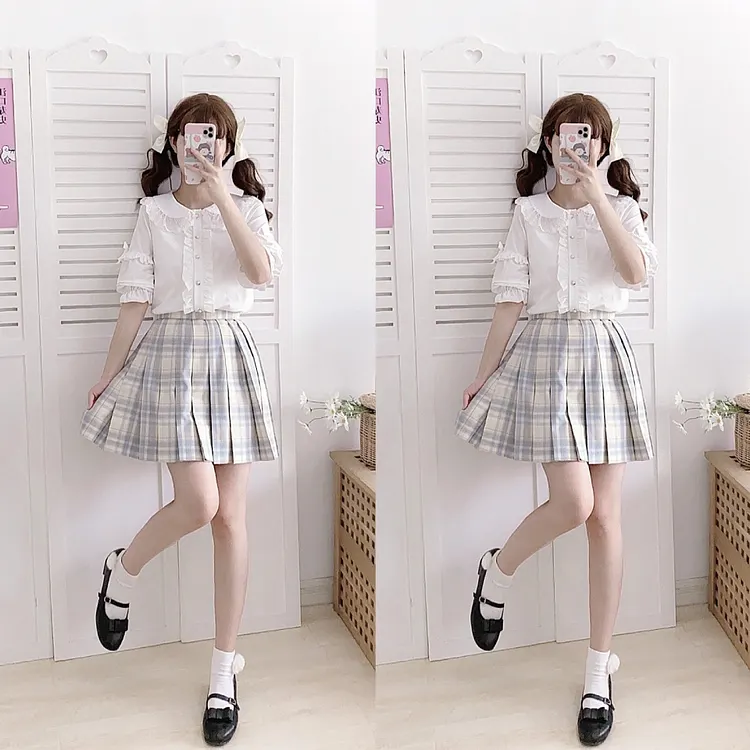 Gothic Lolita Harajuku Style Clothing Small Ice Cream Shirt Summer Short Sleeve Puff Sleeve Top Women