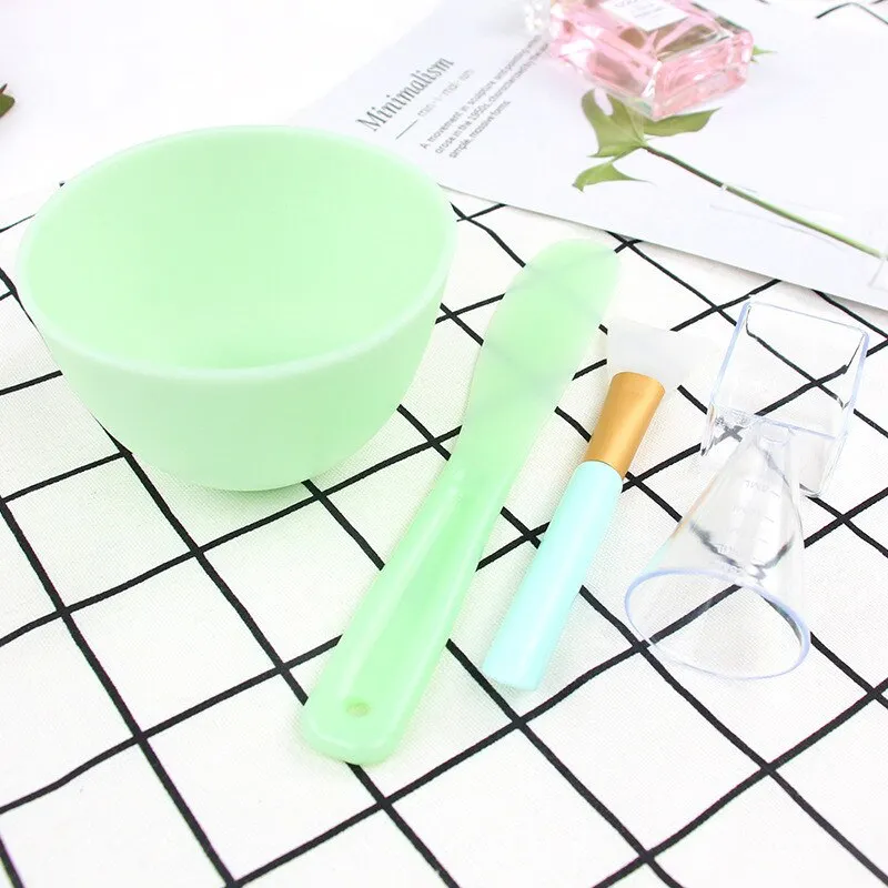1set Portable DIY Mask Tools Non-toxic Silicone Bowl Brush Mud Stick Cup Spoon Kit Multi-functional Face Makeup Tools Durable