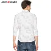 Jack & Jones Brand 2018 NEW COTTON punk style plaid male slim sailor collar three quarter sleeves casual shirts| 216231509