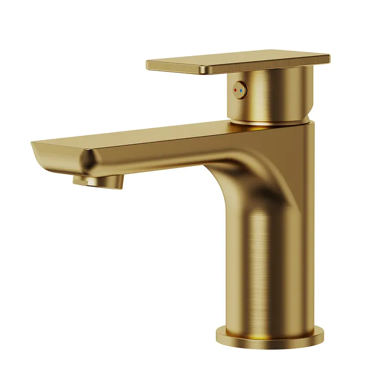 EVERSTEIN 5.6" Height Single Handle Bathroom Faucet in Brushed Gold