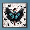 Black Butterfly Girl-Partial Special Shaped Diamond painting 30*30CM