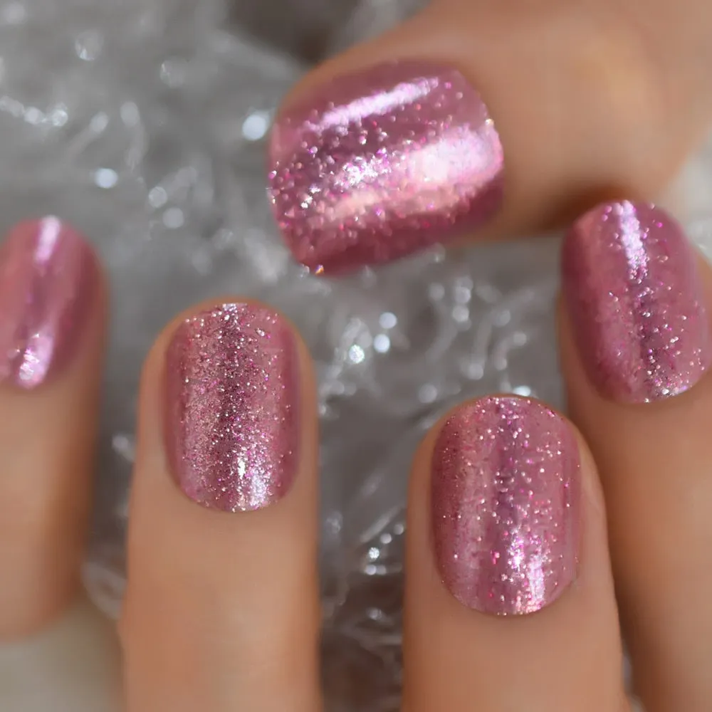 Mix Color Nail Short Squoval Dark Red Petie Fake Nails Glossy Shiny Ladies Fingernails Perfect for Office Lady with Adhesive-Nail Inspo