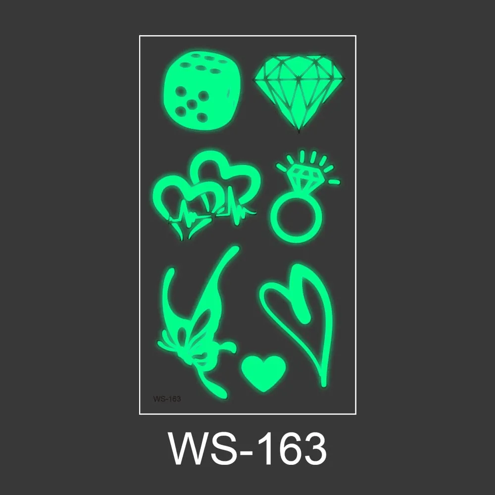Luminous Tattoo Sticker Nightclub Bar Music Festival Carnival Tattoo Sticker Fluorescent Musical Note Glowing Cool Face Sticker