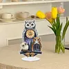 (US Local)Acrylic Special Shape Owl Diamond Painting Clock Ornaments Kit for Home Decor