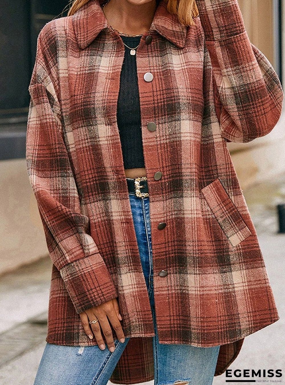 Loose Casual Plaid Single-breasted Shirt Jacket | EGEMISS