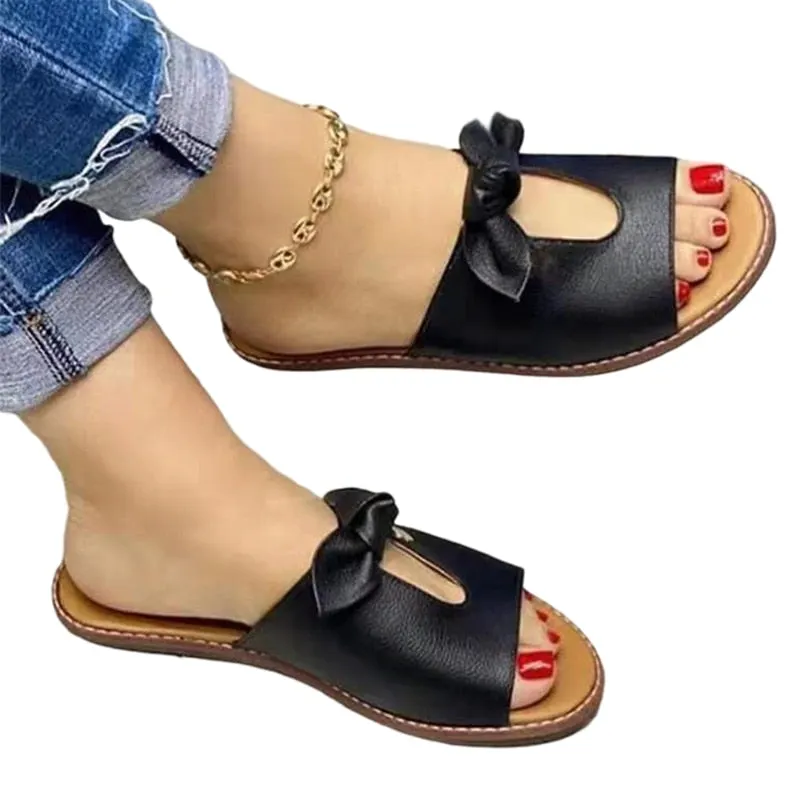 Fashion Women Sandals Shoes Open Toe Vintage Summer Beach Shoes Women Casual Slipper Women Cute Butterfly-Knot Zapatillas Muje