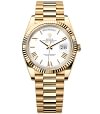 Rolex Day-Date 40 Presidential White dial, Fluted Bezel, President bracelet, Yellow gold Watch