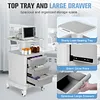 [US Local Warehouse] Medical Cart with 3 Drawers & 4 Wheels & 1 Top Tray Rolling Cart 66 LBS Load Salon Trolley for Hospital Office Bedroom Clinic