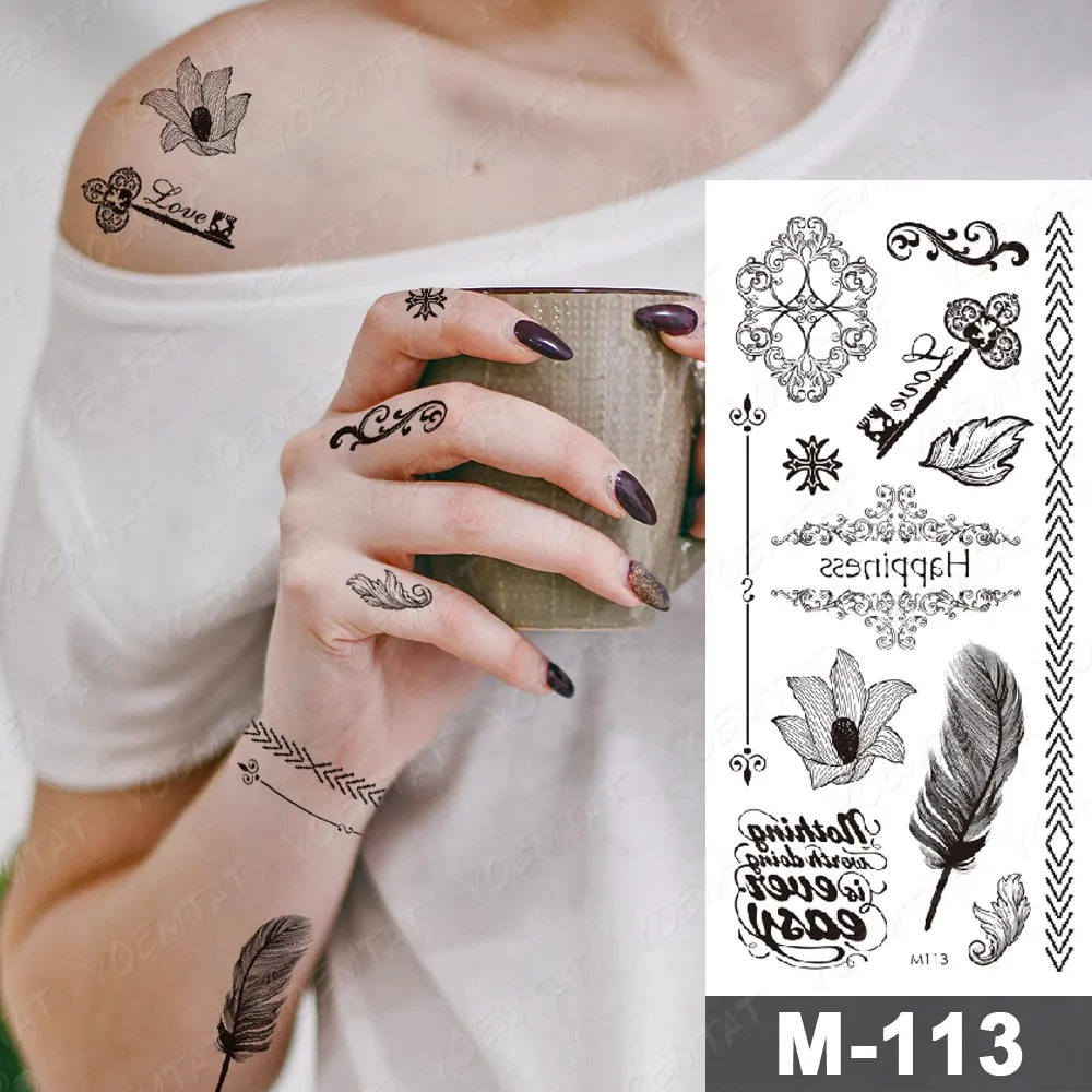 Arabic Language Waterproof Temporary Tattoo Sticker Black Love Text Word Letter Body Art Arm Couple Fake Tatoo For Women Men