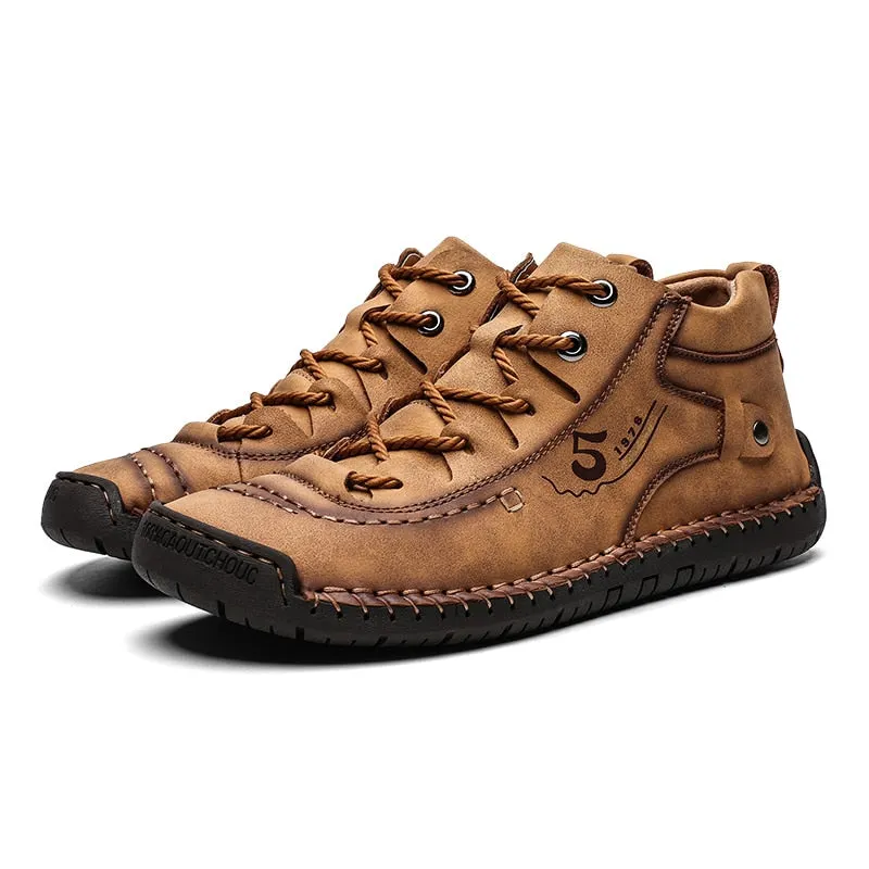 Brand Comfortable Men Ankle Boots Quality Split Leather Shoes Men's Snow Boots Winter Shoes Warm Fur Men's Boots Big Size 39-48