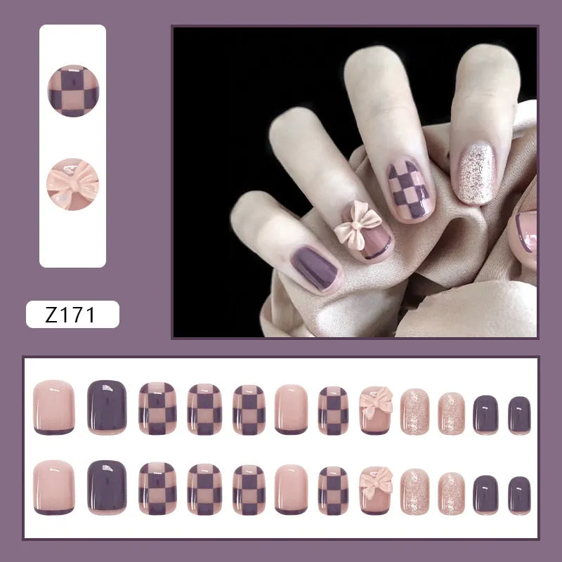 24pcs press on nails Butterfly Decoration Wear Long Paragraph Fashion Manicure Patch False Nails Save Time Wearable Jelly Nails-Nail Inspo