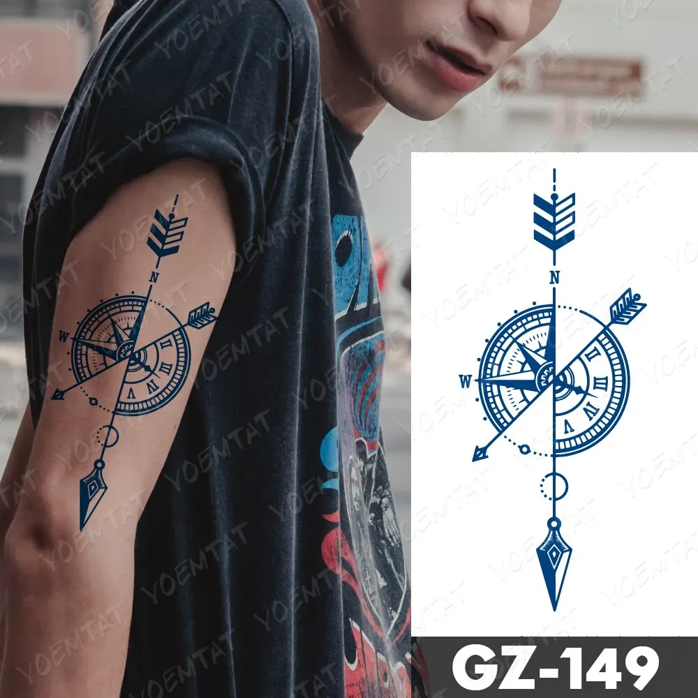 Sdrawing Lasting Ink Tattoos Body Art Waterproof Temporary Tattoo Sticker Line Dragon Tiger Totem Tatoo Arm Fake Fox Whale Tatto