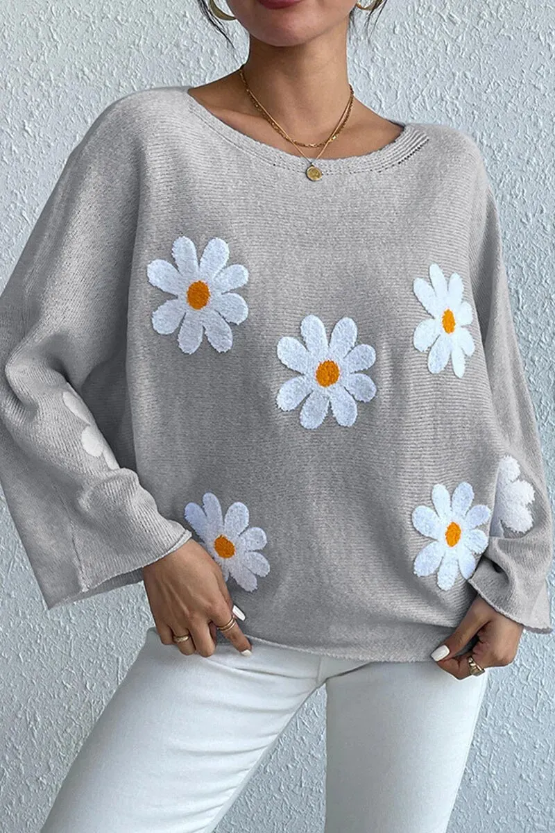 Athvotar Athvotar Embroidered Flower Women's Clothing 2025 New Loose One-Word Shoulder Jacket Sweater