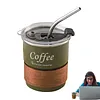 Coffee Tumbler with Lid, Travel Coffee Mug - 300ml Stainless Steel Mug for Coffee - Space Saving Tumbler for Hot and Cold Beverages Tea, Cocoa, Milk, Juice, Coffee