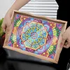 >SALE<Wooden Mandala 5D DIY Diamond Painting Serving Tray with Handle for Home Decor