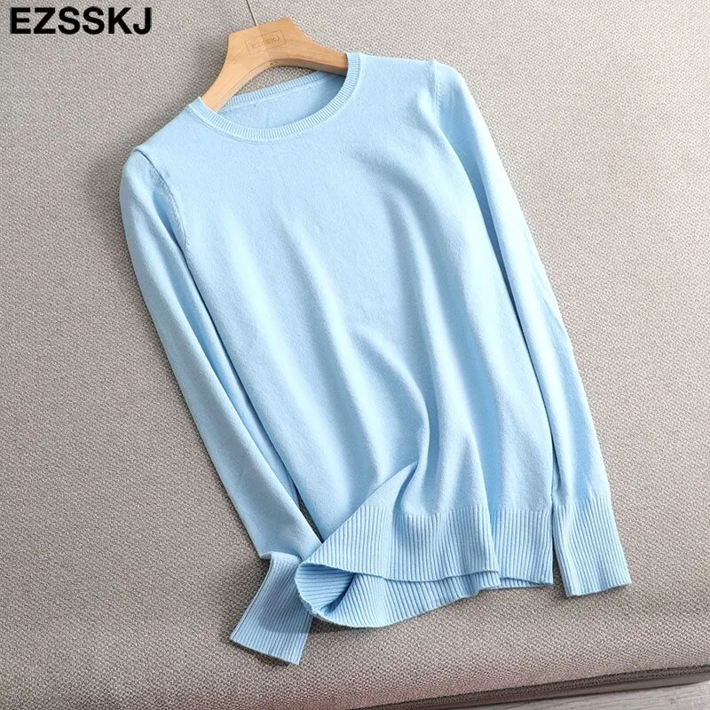 Autumn Winter O-NECK BASIC  Sweater pullovers Women 2021 Female  loose BOTTOM Sweater Pullover female