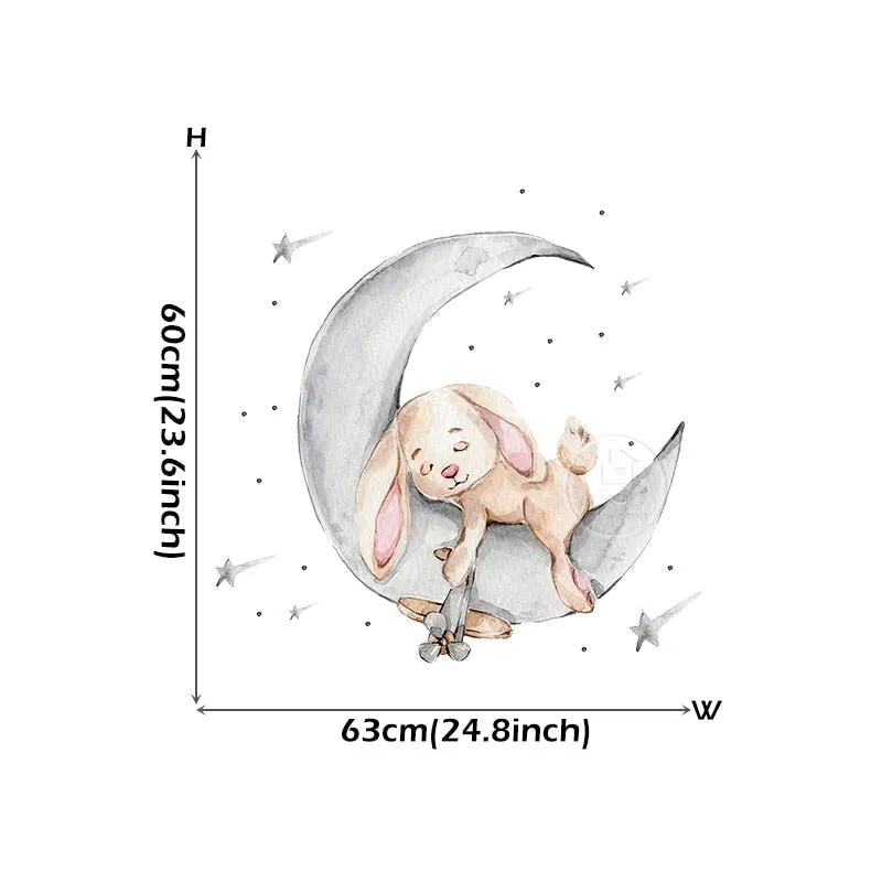 Watercolor style cartoon bear Bunny Wall Stickers for Bbay Nursery Room Decoration Wall Decals for Kids Room Decor PVC Matte 515-1