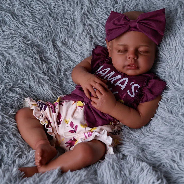 Babeside Sleeping Reborn Baby Lucy 20" African American Little Infant Girl Emotional Comfort Companion