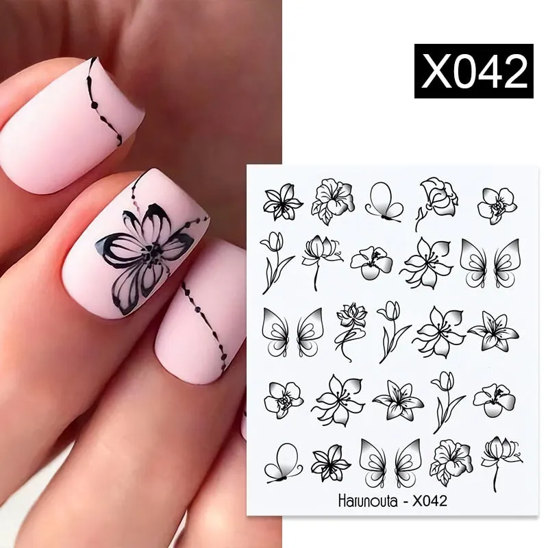 1PC Fall Leaf Flowers Line 3D Nail Sticker Mape Leaves Waves Pattern Decals Slider DIY Nail Art Decoration Wraps For Manicures-Nail Inspo