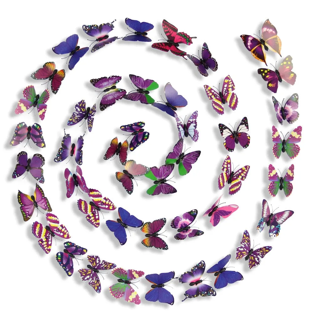 100pcs White 3D PVC Flower Butterfly Wall Stickers For Girl Kids Baby Rooms Kitchen Home Decoration Adhesive to Wall