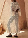 See-Through Crochet Long Sleeves Midi Dress