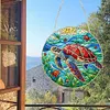(Upgrade Size)DIY Diamond Painting Double Sided Effect Stained Glass Panel Decorative Home Garden Decoration Hanging Kit(Turtle)